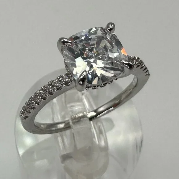 Womens Silver Plated Brass Ring Cubic Zirconia - Picture 3 of 15